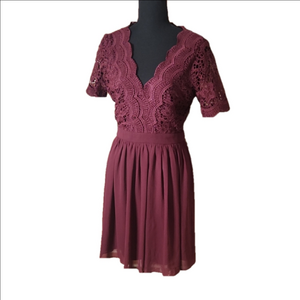 Lulus Lace Fit And Flare Dress, Size Medium